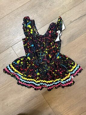 cheeky plum Black Dance Dress with Neon Paint-Splash